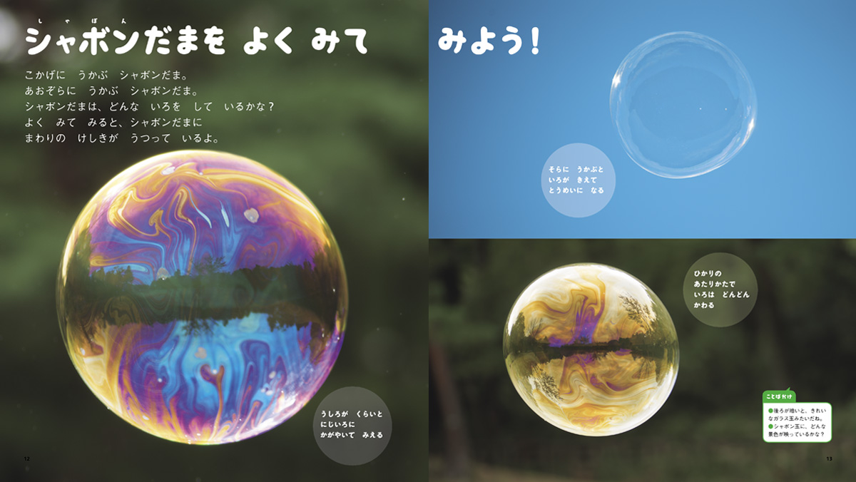 シャボンだまを よく みて みよう!